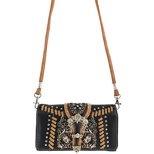 Justin West Floral Luxury Buckle Western Weave Fringe Conceal Carry Shoulder Handbag Purse | Trifold Wallet3