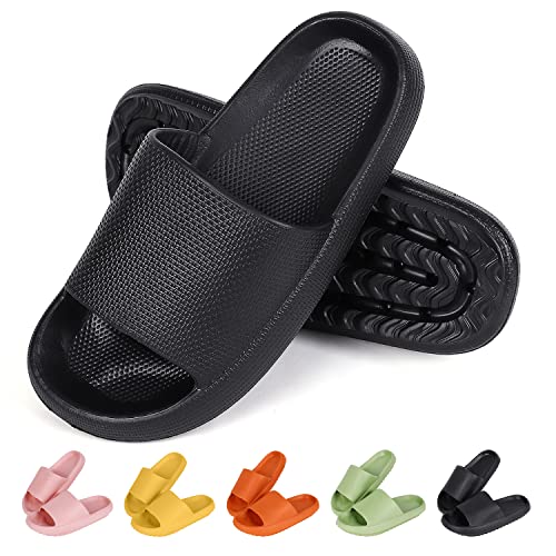 Rihsay Claquette Hommes Femme Ete Pantoufles de Douche Sandales Homme Tongs Maison Chaussons de Bain Antidérapant Chaussures de Piscine et Plage Ergonomique Intérieur Extérieur