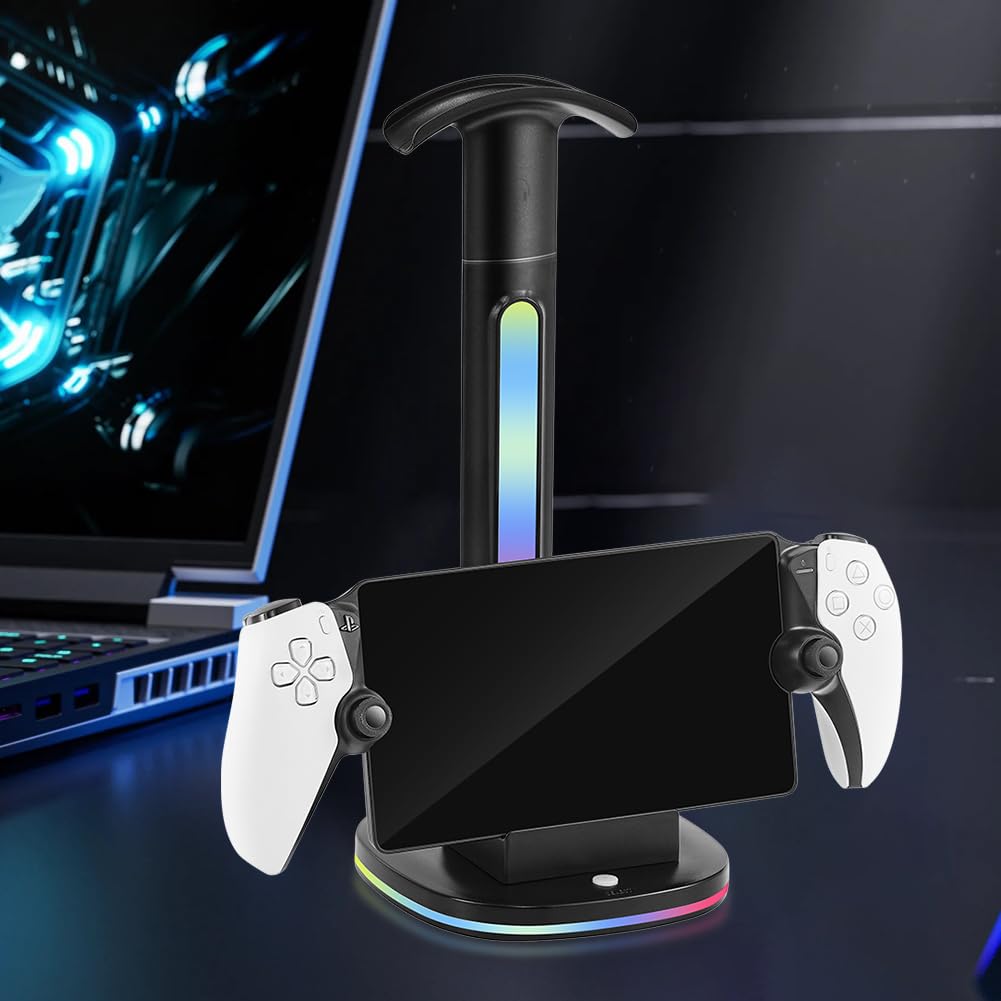 Stacja dokująca do ładowania RGB z portalem USB i stojakiem na słuchawki do portalu stacji