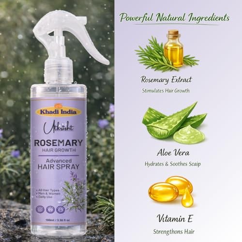 Image of Khadi Natural Rosemary Hair Growth Spray | Controls Hair Fall, Supports Hair Regrowth | Herbal Scalp Care Spray | Sulphate & Paraben Free - 100ML