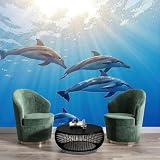 Delfini Sottomarini Sfondo Fotografico, Fotografia Oceanica Sfondo Salotto Camera Da Letto Ufficio Corridoio Decorazione Murali Decorazione - 350 x 256 cm - Blu