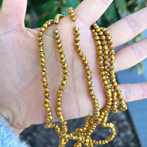 Image of 1000pcs Czech Faceted Rondelle Crystal Glass Beads 4mm Small Tiny Bulk Gold Aurum