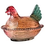 nicylin Crystal Glass Candy Dish, Chicken Candy Dish with Lid, Vintage Candy Bowl, Snack Dessert Candy Dish Colorful Candy Servers