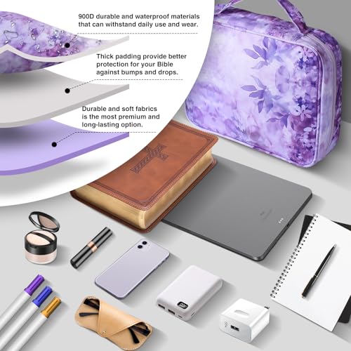 MOLNESO Capas bíblicas grandes roxas para mulheres 28 x 23 x 7,6 cm capa bíblica extra grande para m