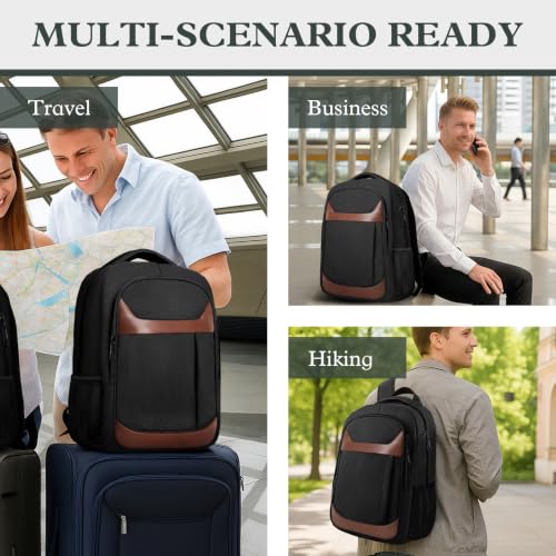 Image of 17 inch Travel Laptop Backpack, Airline Approved Bag, Black Brown