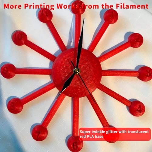 Image of ZIRO Glitter PLA Filament 1.75mm, Semi-Transparent PLA Base, 3D Printer Filament Shiny Sparkle Material with Glitter, Twinkle Series 1KG Spool, fit Most FDM 3D Printers, Twinkling Red