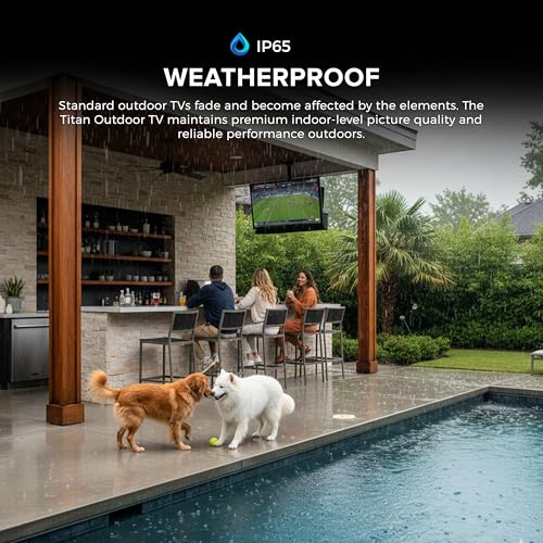Image of Titan L200 QNED 86 Inch Outdoor TV, Partial Sun, IP65 Smart Weatherproof TV, 4K HDR, 120 Hz, Web AI OS, 1500 Nits, Wi-Fi 6E, Dolby Digital, Outdoor TV Cover, Slim Bezel, 2 Yr Wty