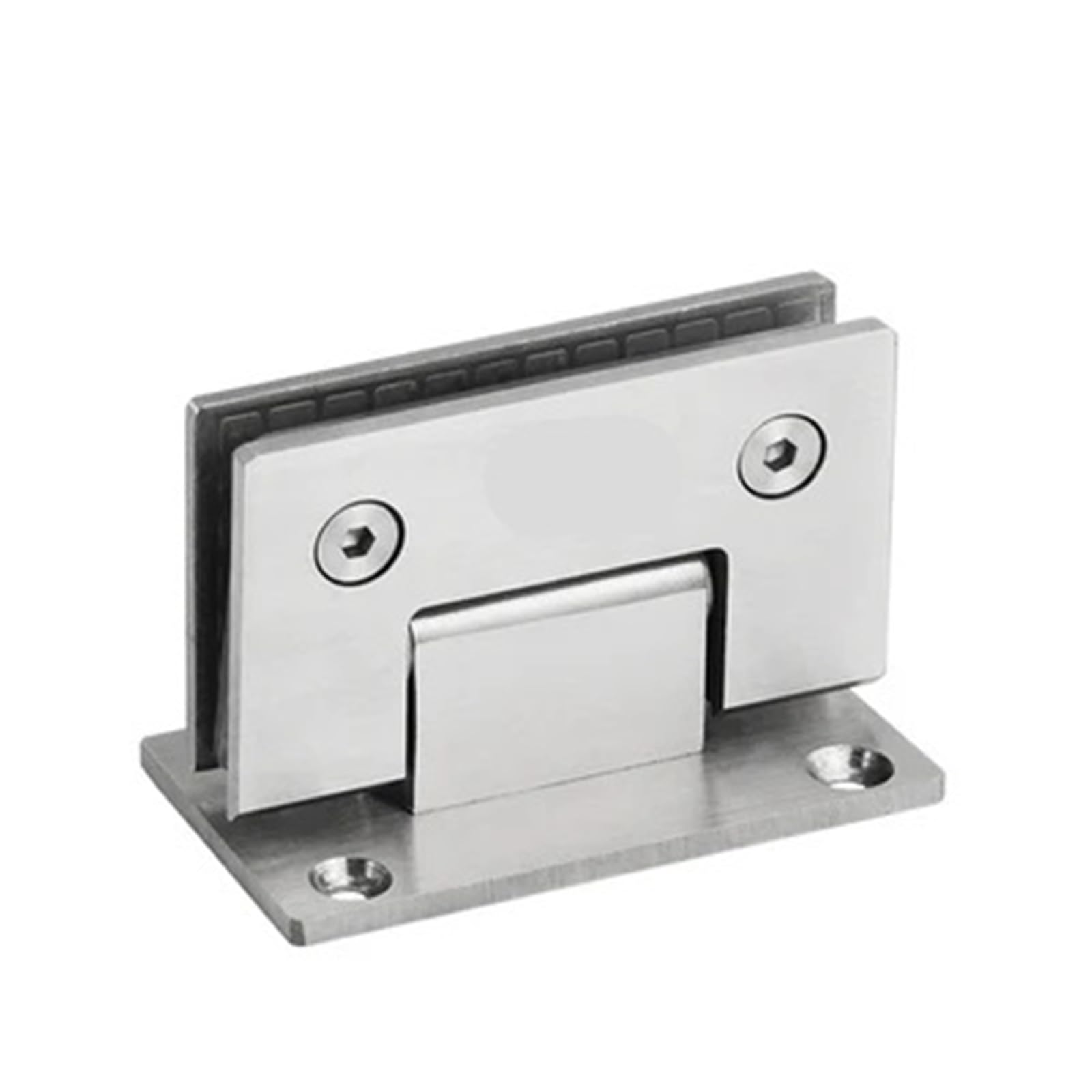 Cnyuon Color A 2 Pcs Stainless Steel Frameless Nickel Brush Glass Door Hinge 90 Degrees Of Bathroom Clamp Folding Clip For Glass Door(Color A)