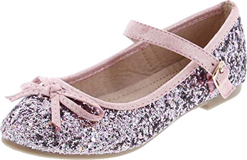 Link Marina-36K Girl's Glitter Bow Ballerina Party Dressed Flat Mary Janes