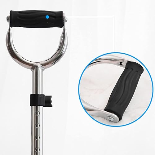 Miniatura 4 de SEVEEZ Bastón cuádruple para personas mayores bastón ajustable con 4 patas base grande cómodo mango en forma de U ayuda de movilidad ligera de