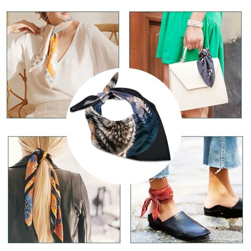 Wolves Silk Like Head Scarf for Women Fashion Silk Hair Wrap, Square Headbands for Sleeping4