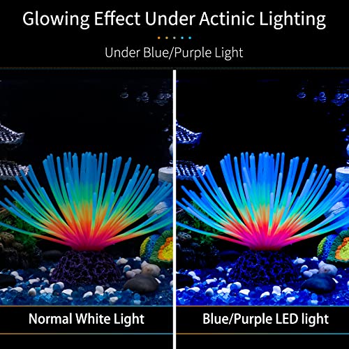 Image of Uniclife Aquarium Imitative Iridescent Blue Sea Urchin Ball Artificial Silicone Ornament with Glowing Effect for Fish Tank Landscape Decoration
