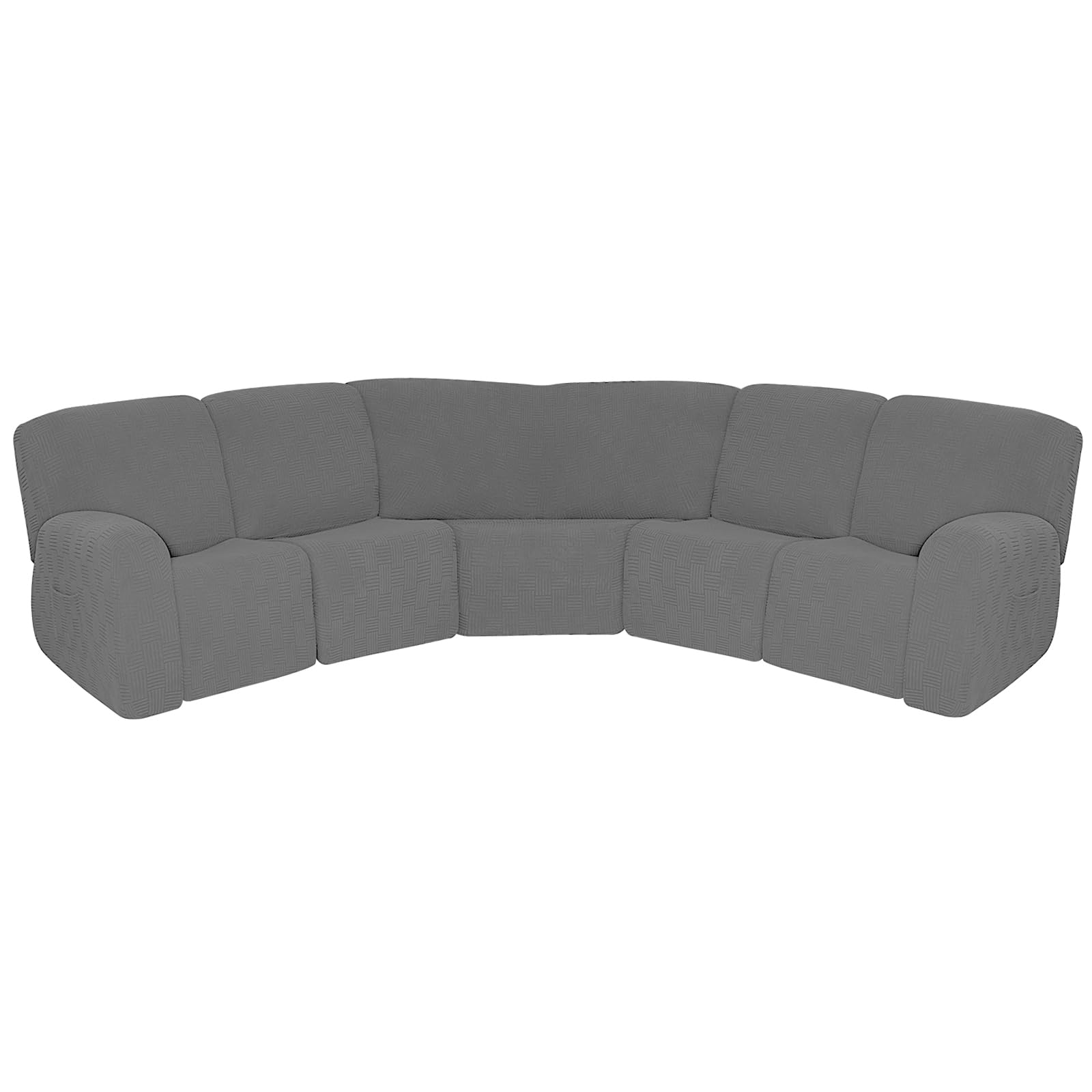 HYPIQQ L Shape Sectional Recliner Sofa Covers 5 Seat 7 Piece Stretch Reclining Couch Covers for Reclining L Shape Sofa Furniture Protector Cover,Light Gray,5 Seat