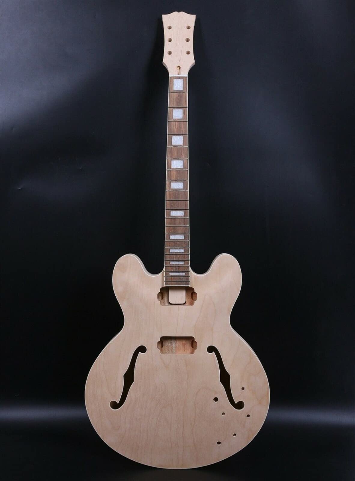 FLFL Niedokończony Zestaw Gitary Elektrycznej Klonowa Szyja Gitara I Ciało Gitarowe Majsterkowanie Hollow Gitara Elektryczna Niedokończony zestaw gitarowy