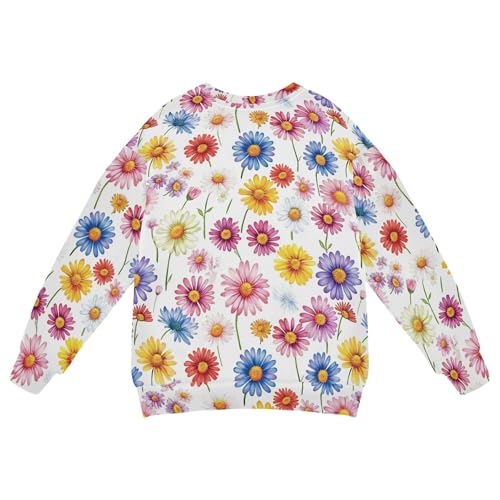 JUNZAN Brussels Iris Summer Flowers Big Girls Sweatshirts Hoodies Crewneck Tops Clothing Shirts Camping 4T2