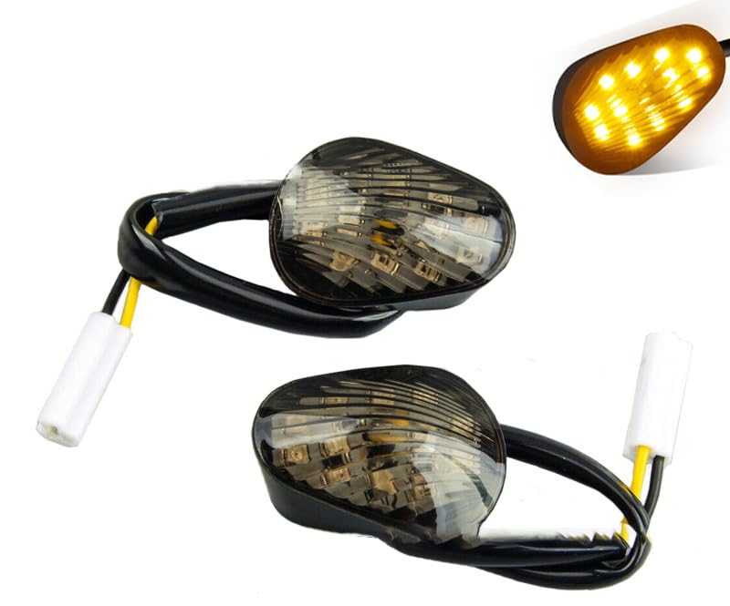 Sponsored Ad – Embedded motorcycle turn signal lens LED flash, compatible with Yamaha YZF R1 R3 R6 S FJ 09 FZ MT 07 09, amber, LED small turn signal modified with LED turn signal (Smoked)