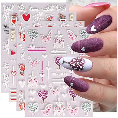 JMEOWIO 3D Embossed Nail Art Stickers Cover