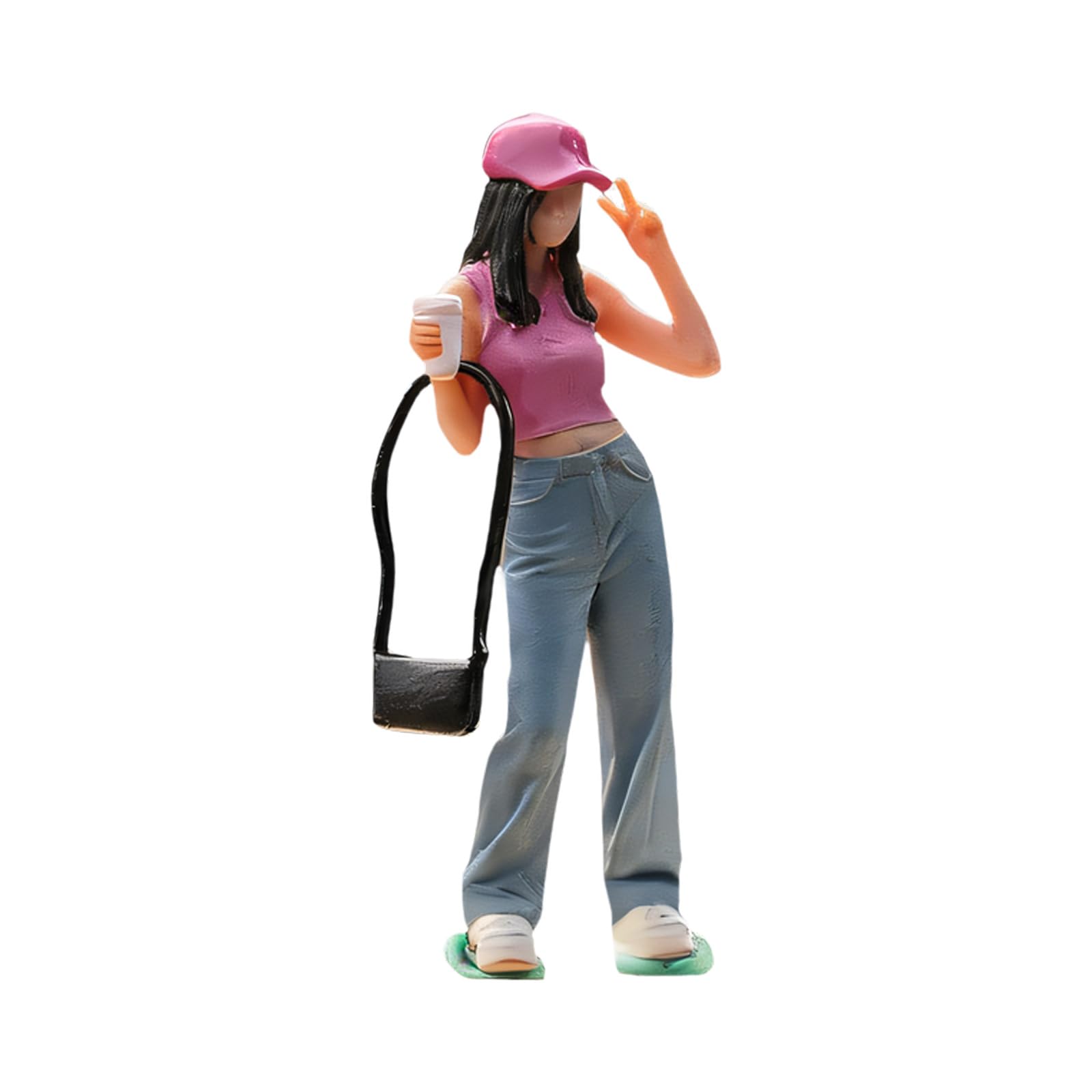 CAZSTYK Realistic Milk Tea Girl Figure Model 1: 64 Scale Hand Painted Miniature Figures for Dioramas Props, Photography Collector Miniature People