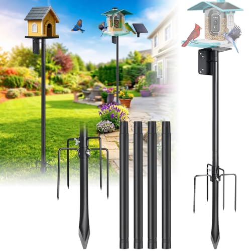 Heavy Duty Bird Feeder Pole - 75 Adjustable Birdhouse Stand Outdoor Anti-Tip Stakes & Stable Mount for Smart Camera Birdfeeder Bluebird House Bird Buddy Birdfy