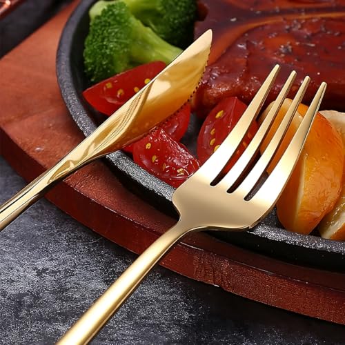 Image of BonZeaL Stainless Steel Premium Gold Cutlery Set for Dinning Table 3 Pieces Silverware Set Flatware Set with Gift Box Dinnerware Tableware Set Portable Travel Cutlery Set Gift for Travellers Father