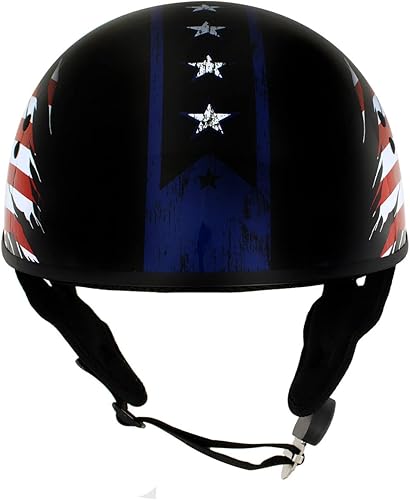 Miniatura 6 de Hot Leathers HLD1051 - Casco para motocicleta con diseño de bandera de Estados Unidos (estrella y rayas), color negro brillante, para hombres y