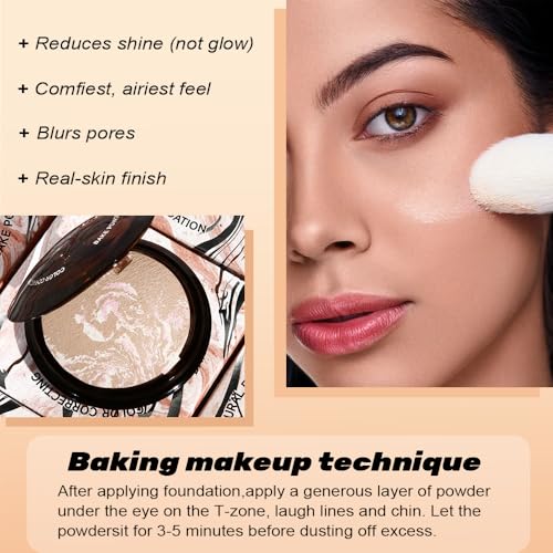 Image of FeiCuiYun Baked Balance Illuminating Foundation, Oil Control Matte Perfection Face Powder - Fair | Buildable Sheer to Light Coverage | Flawless Satin Finish