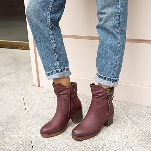 Hawkwell Women's Zipper Chunky Heel Ankle Booties2