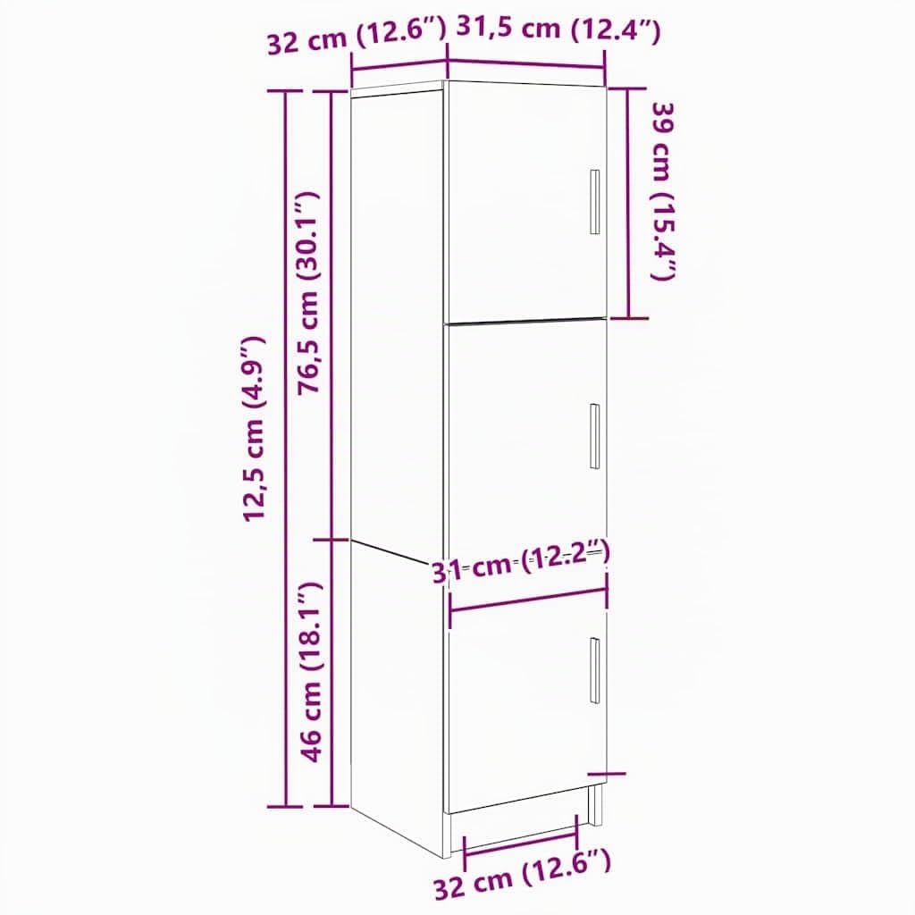 vidaXL Haut Armoire Chêne Sonoma 31.5 x 32 x 122.5 cm, Meuble Haut rectangulaire Moderne, Rangement Efficace, Style Minimaliste, déco Tendance pour Salon
