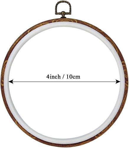 Miniatura 8 de 5 aros redondos de bordado de 8 pulgadas, marco de exhibición de plástico de madera sintética para bordado de punto de cruz, aros redondos,