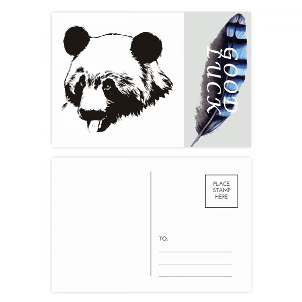 offbb Fierce Outline Panda Cat Handsome Lucky Feather Postcard Set Thanks Card Mailing Side 20pcs