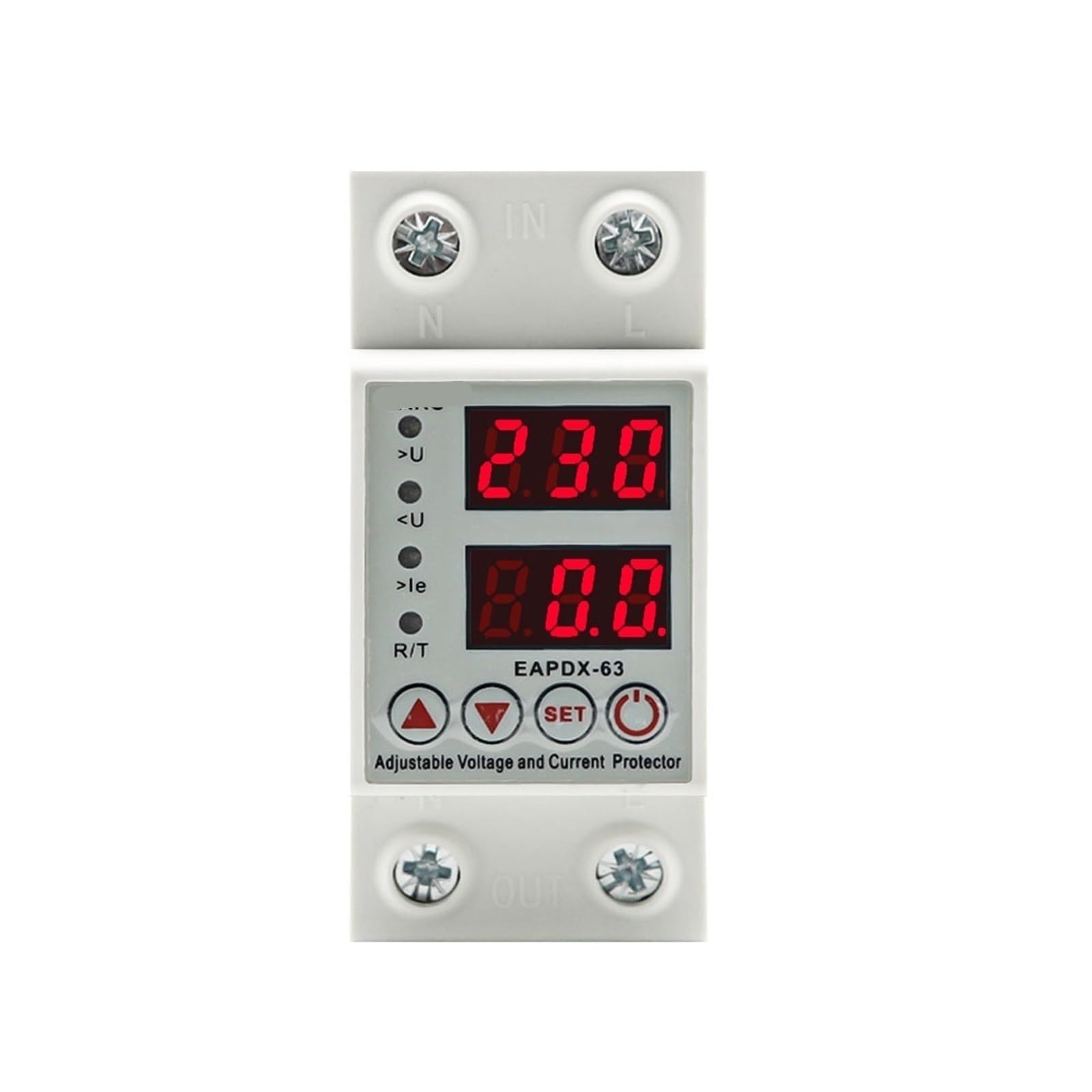 Protector eléctrico de sobrevoltaje ajustable para asegurar redes domésticas de 230 V y 63 A