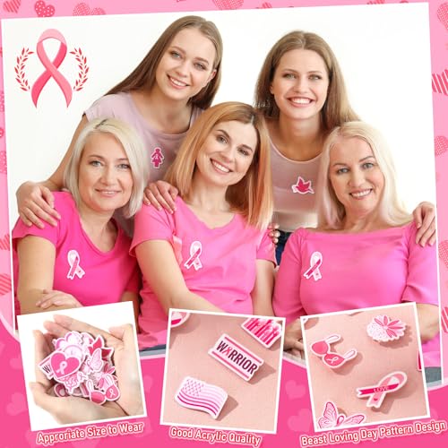Image of Memorywuu 120 Pcs Breast Cancer Awareness Acrylic Pins Lapel Brooch
