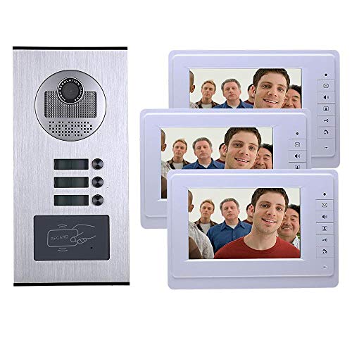JKJZSALJ Système d'interphone vidéo 3 Appartements 7 Pouces 1000TVL
