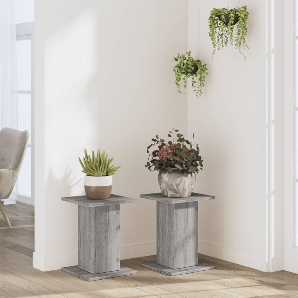 Supporti per piante e fiori, supporto per vasi da fiori, 2 pezzi, grigio Sonoma, 30 x 30 x 40 cm, in legno ingegnerizzato