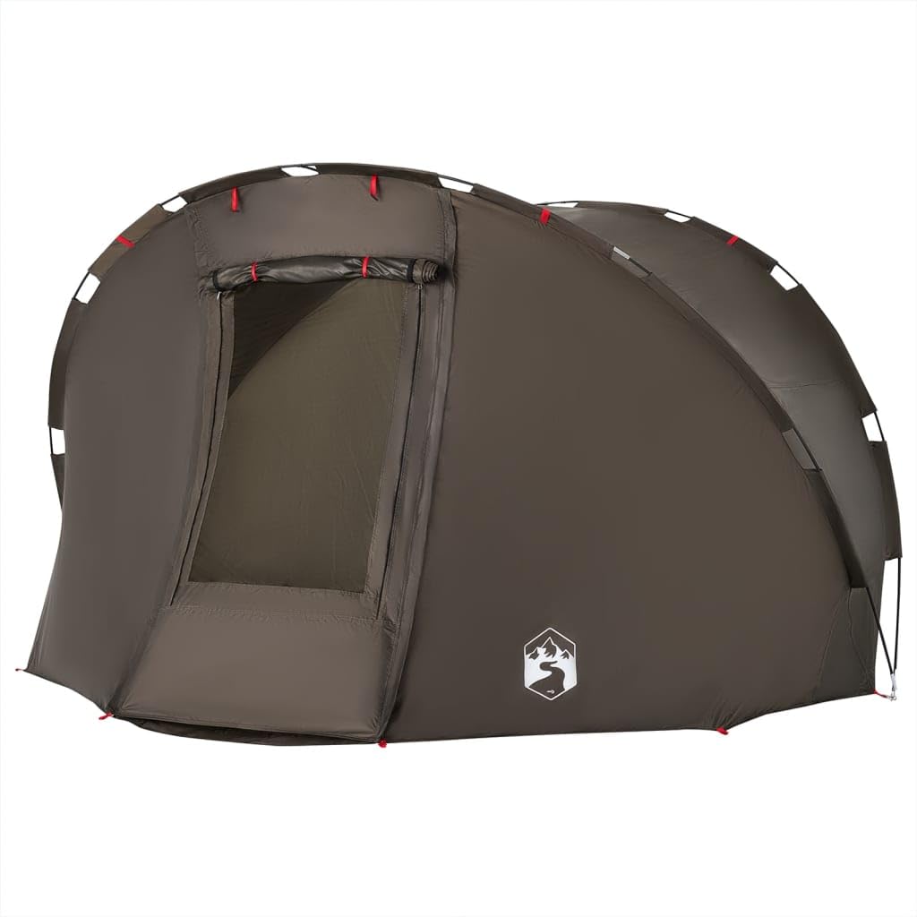 Tidyard Angelzelt Karpfenzelt Campingzelt Sekundenzelt Schnellaufbauzelt für Picknick Wandern Angeln 5 Personen Braun Wasserdicht