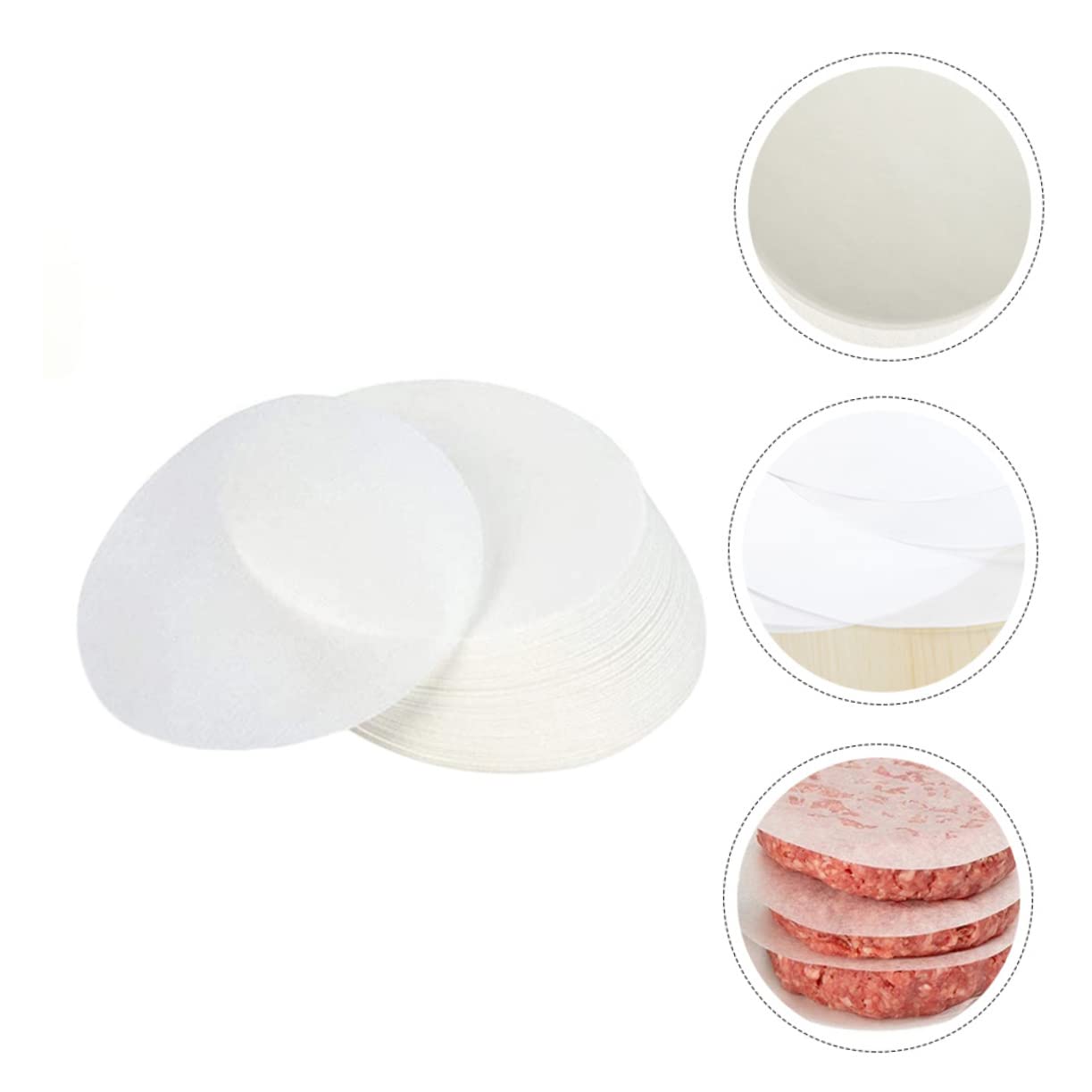 AUTSUPPL Non-stick Baking Paper Mats 50 Sheets Round Oil Absorbing Pad Ideal for Oven Bbq Outdoor Cooking