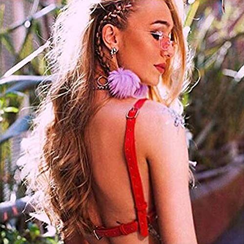 Women's Leather Bullet Cup Bra Body Harness Adjustable Brooch Buckle Punk Lingerie Bra Catwoman Costume(red) One Size - Image 4