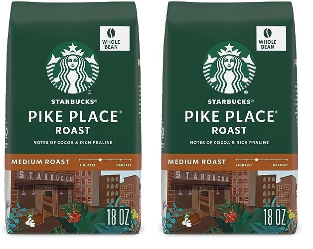 Starbucks Medium Roast Whole Bean Coffee — Pike Place — 100% Arab...