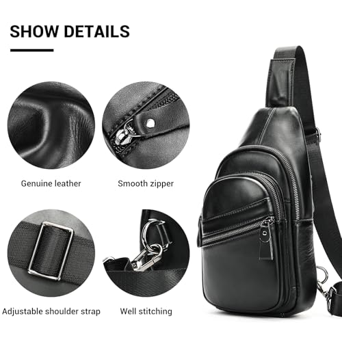 Genuine Leather Sling Bags for Men Crossbody Purse Vintage Small Messenger Shoulder Bag for Phone Side Chest Daypack Bag3