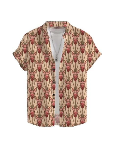Image of Men's Striped Slim Fit Half Sleeves Stratchable Printed Shirt