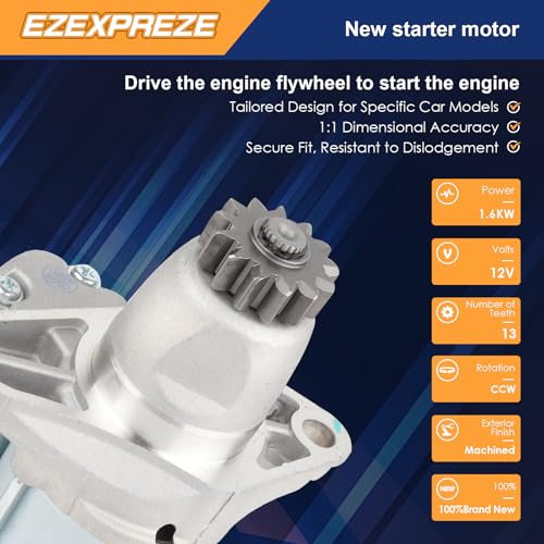 Image of Ezexpreze 17825N Starter Motor for Toyota Camry 02-17, Sienna 04-16, Highlander 04-19, RAV4 06-18, Avalon 05-18, Solara 02-08, Lexus RX330 RX350 ES330 ES350 NX200t, 2.4L 3.0L 3.5L 3.3L, 428000-1080