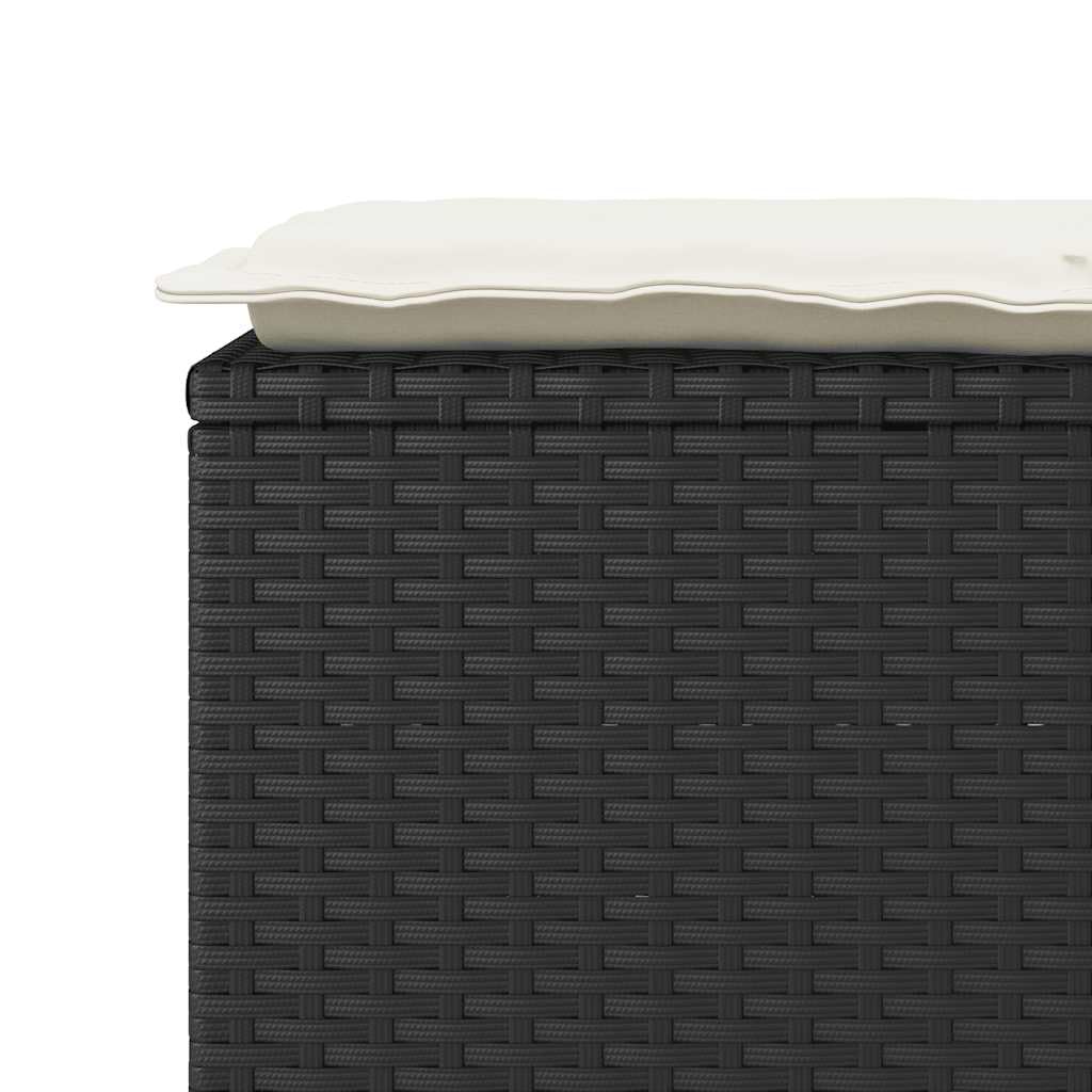 VidaXL Gartenbank mit Kissen Schwarz 110x40x44 cm PE-Rattan, Terrassenbank, Außenbank, Garten Sitzbank, Outdoor Bank, Sitzbank Terrasse