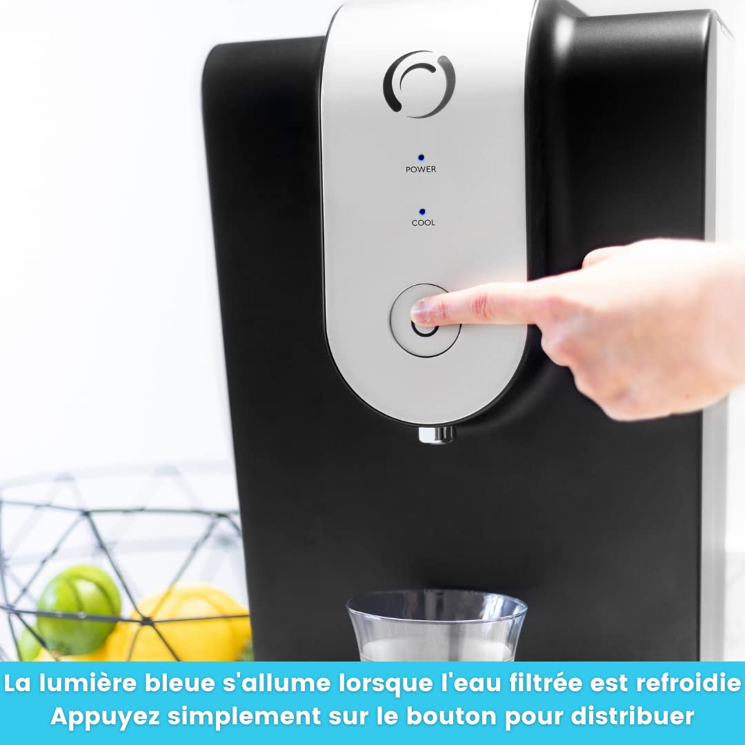 Aqua Optima Lumi Refroidisseur d'eau Filtré Distributeur d'eau de Comptoir 8,2 litres Noir Plastique