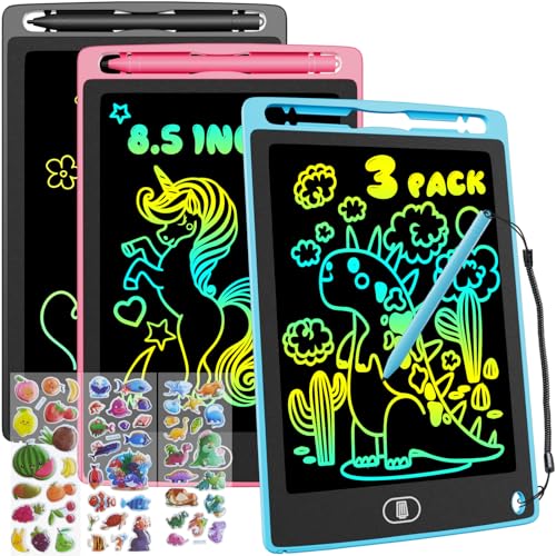 3 Pack Tableta de Escritura LCD, Electight Infantil Quadro de Desenho Eletrônico de 8,5 Polegadas com Função Borrável e Bloqueio, para Crianças de 3, 4, 5, 6, 7 Anos Desenhar e Escrever (Rosa+Azul+