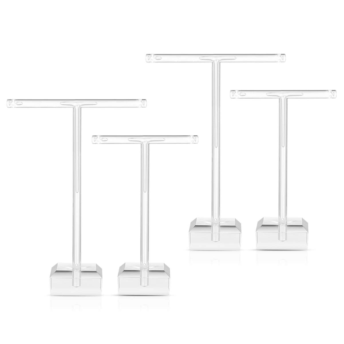 RAINISO4Pcs Acrylic Earrings Stand Holder, T-shape Jewelry Tree Stand Hanging Jewelry Organizer Display Rack for Necklaces, Earrings, Bracelets and Rings