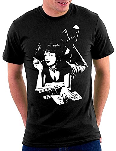 Pulp Fiction Mia T-Shirt, Größe L, Schwarz