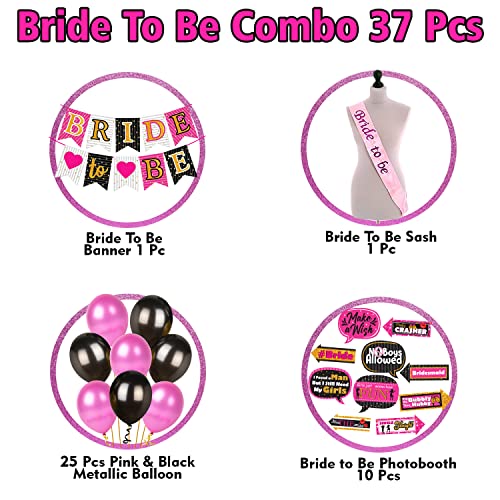 Image of Party Propz Pink Bride to Be Decoration- 37 Pcs Bride to Be Decoration Set Combo | Bachelorette Party Decorations | Bride to Be Banner | Bachelorette Party Props, Bride to Be Sash | Bride to Be Props