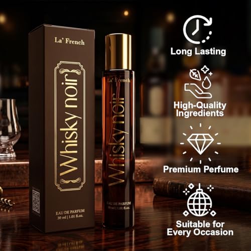 Image of La French Whisky Noir Perfume 30ml | Long-Lasting Premium Fragrance for Men | Bergamot, Jasmine & Patchouli Notes | Bold & Sophisticated Scent