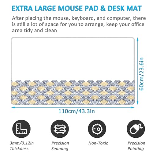 Tapis de souris grand format LL-COEUR pour stabiliser clavier et souris