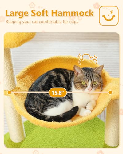 Árbol para Gatos MUTTROS 28" con Hamaca y Rascador Amarillo miniatura 3